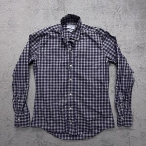 Ledbury Shirt Mens Medium Blue Gray Plaid Button Down Slim Fit Long Sleeve Check